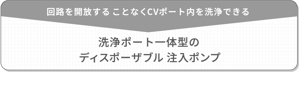 回路を開放することなくCVポート内を洗浄できる 洗浄ポート一体型のディスポーザブル注入ポンプ